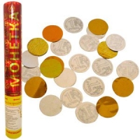 АС 30см Пневмохлопушка Монетка на счастье золот..серебр. конфетти и в виде монет по 1руб.