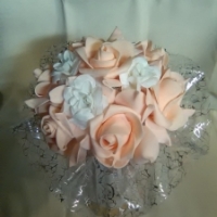  Свадебный букет дублер . Персиковые розы Арт 0-007