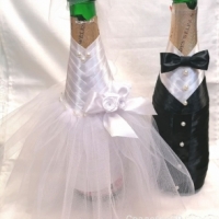 Свадебное шампанское , декор на бутылки . Арт 0097