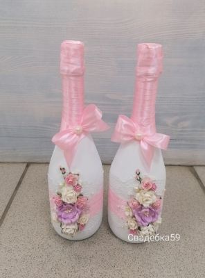 Декор на бутылки свадебного шампанского АРТ 0098