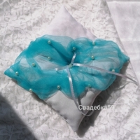 Свадебная подушка для колец в голубом цвете Арт 150