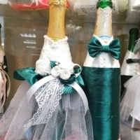 Свадебная одежда на шампанское для жениха и невесты Изумрудный Арт 0109