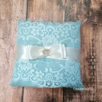 Подушечка для колец на свадьбу в пыльно голубом цвете Арт 165