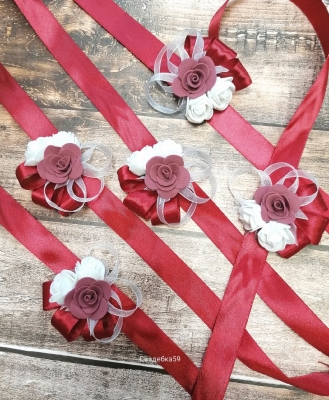 Браслеты для подружек невесты в бордовом цвете Арт 045