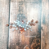 Украшение для волос на гребешке , ручная работа в персиковом цвете Арт 077