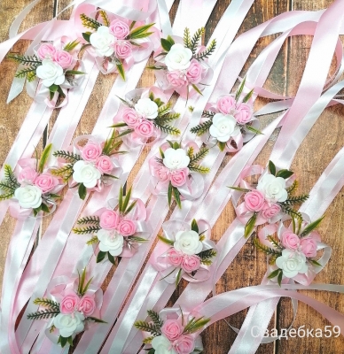 Браслеты для подружек невесты розовые с зеленью Арт 052