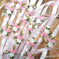 Браслеты для подружек невесты розовые с зеленью Арт 052
