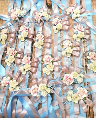Браслеты для подружек невесты в пудровом и пыльно-голубом цвете Арт 053