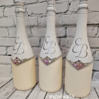 Свадебный декор на бутылки шампанского со стразами Арт 0106