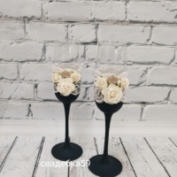Свадебные бокалы для жениха и невесты в изумрудном цвете Арт 0947