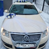 Оформление на свадебный автомобиль в бело синем цвете, кольца на крышу, украшение на капот 