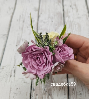 Бутоньерка в лавандовом цвете для жениха и друзей жениха, ручная работа Арт 01-43