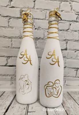 Свадебный декор на бутылки, персонализированный, на готовщину и на первенца, с подвеской Арт 0107