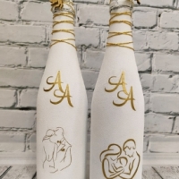 Свадебный декор на бутылки, персонализированный, на готовщину и на первенца, с подвеской Арт 0107
