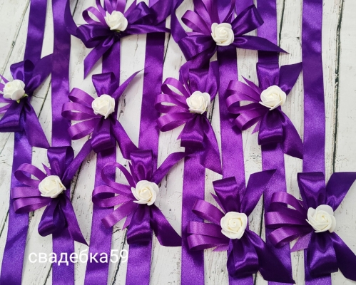 Браслеты для подружек невесты на свадьбу в фиолетовом цвете Арт 069