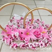 Кольца на крышу автомобиля в малиновом цвете на свадьбу