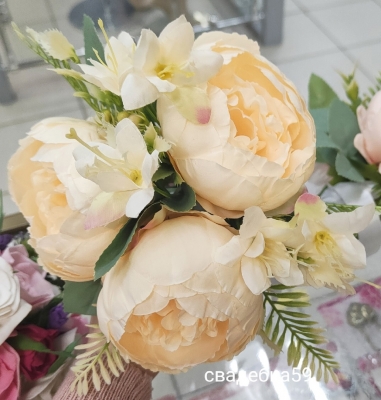 Букет дублёр на свадьбу в молочном цвете, пионы Арт 0-024