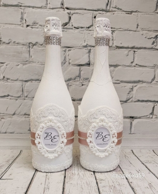 Декор на бутылки свадебного шампанского, персонализации Арт 0118