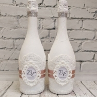 Декор на бутылки свадебного шампанского, персонализации Арт 0118