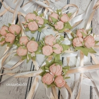Браслеты для подружек невесты на свадьбу в персиковом цвете, пионы Арт 098