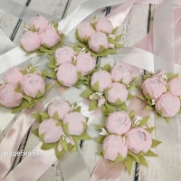 Браслеты для подружек невесты в нежно розовом цвете на свадьбу, пионы Арт 099