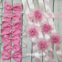 Браслеты для подружек невесты и бабочки для друзей жениха в розовом  цвете Арт 0114