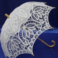 Зонтик белый паутинка трость арт.024