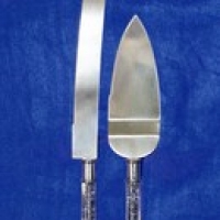 Нож и лопатка с прозрачной ручкой с блеском арт. 43-01