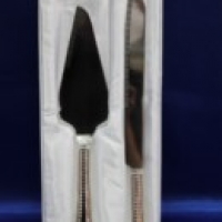 Нож и лопатка (серебро) с ручкой в стразах арт. 007