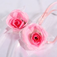 Набор нежно-розовых роз для украшения свадебного авто
