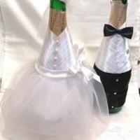 Свадебное украшение бутылок шампанского . Арт 0098