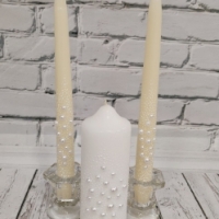 Свадебные свечи для церемонии семейный очаг, жемчуг Арт 00165