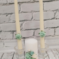 Свадебные свечи на церемонию семейный очаг в мятном цвете Арт 00166