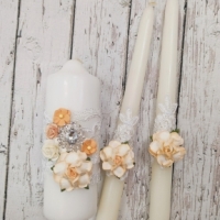 Свадебные свечи для церемонии семейный очаг в персиковом цвете Арт 00174