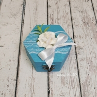 Шкатулка для колец и бирюзовом цвете на свадьбу Арт 0-67