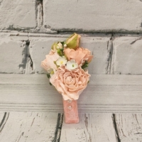 Бутоньерка на свадьбу для жениха и друзей жениха в персиковом цвете, ручная работа Арт 01-59