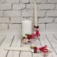 Свечи на свадьбу для церемонии семейный очаг в пудрово - бордовом цвете Арт 00177