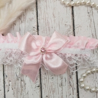 Подвязка на ногу для невесты на свадьбу в розовом цвете Арт 1-09